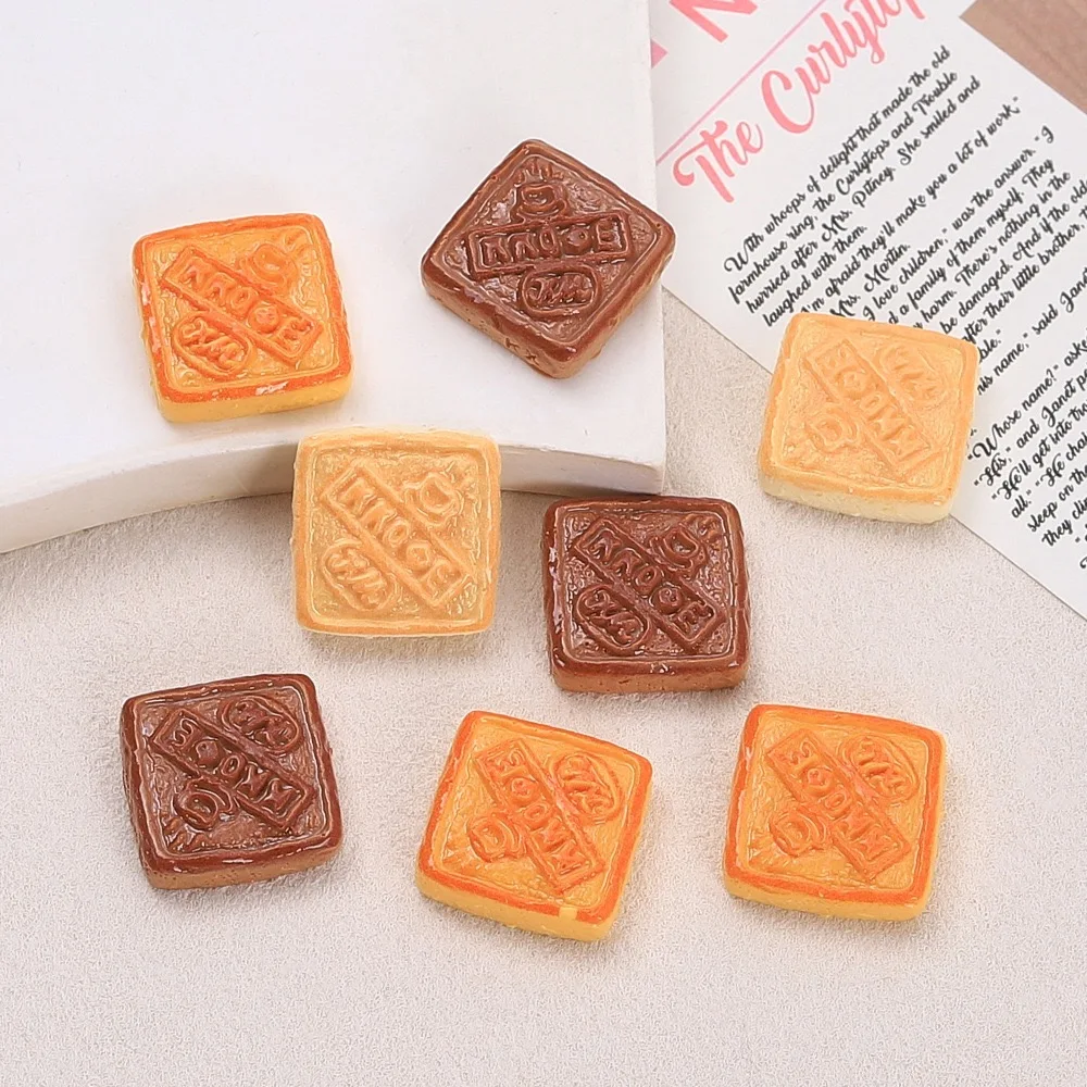 10pcs Simulation Cartoon Biscuit Resin Faltback Cabochon DIY Scrapbooking Craft Miniature Dollhouse Accessories
