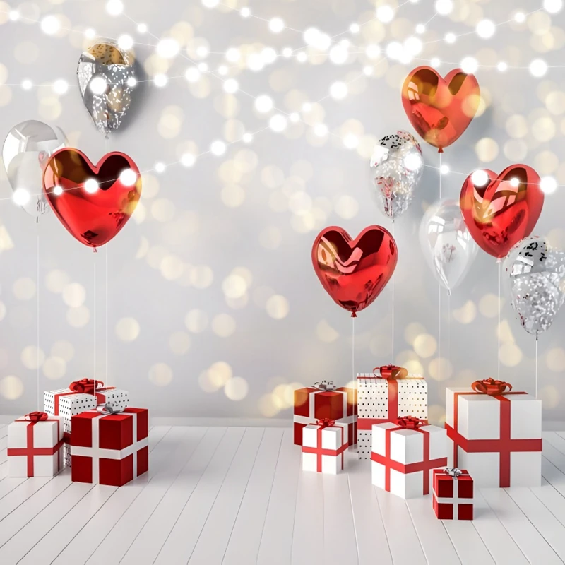 Red Roses Love Valentine's Day Backdrop Red Heart Glitter Valentine Party Decor Romantic Lover Wedding Background Photo Banner