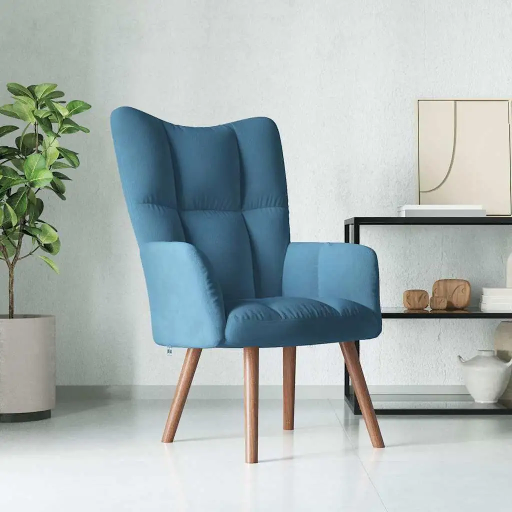 Blue Velvet Relaxation Chair - Luxurious Comfort for Home & Office Seating