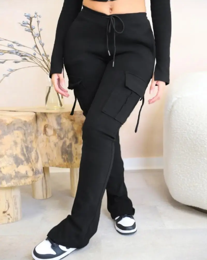 

Elegant Women's Pants 2024 Autumn New Fashion Women's Pants Casual Tight Leggings Sexy Drawstring Flap Pocket Design Sweatpants