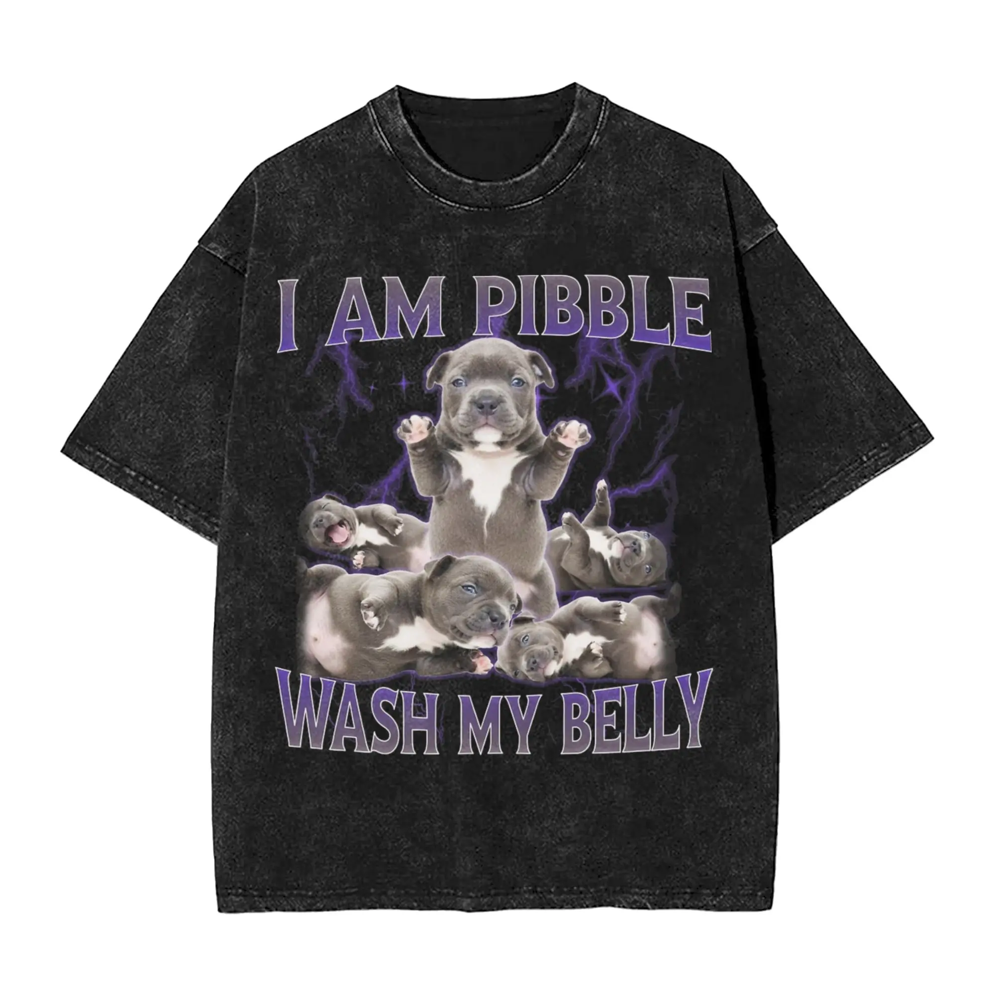 

I am Pibble Dog Puppy Wash Clean My Belly Meme Washed Футболка Уличная одежда Хип-хоп Футболка Футболка Мужчины Женщины Уличное лето