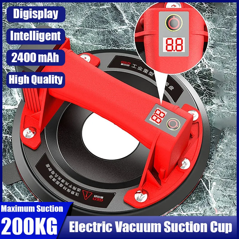 8 inch Electric Vacuum Suction Cup 200kg Strong Suction Sucker Tile Suction Lift Heavy Lifting Tool LED Display Electric Vacuum