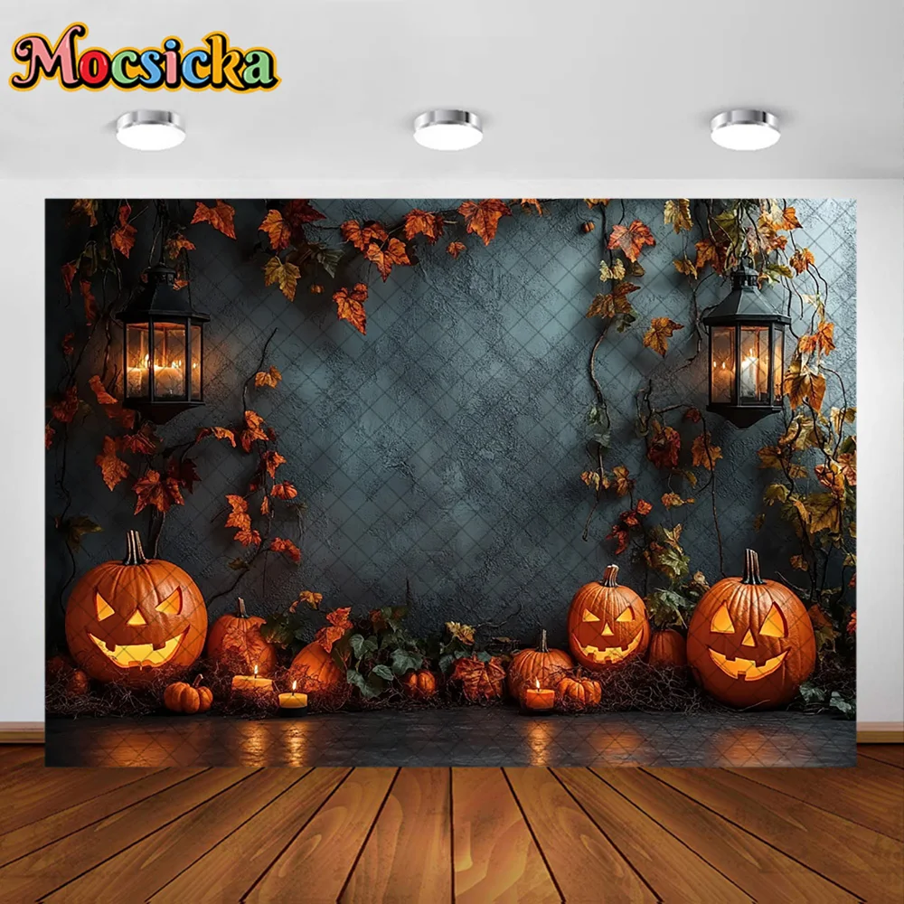 Mocsicka photographie décors Grimur citrouille feuille d'érable décoration enfants Halloween vacances fête Photo fond pour photographie