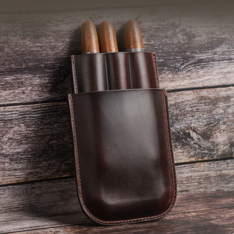 

New Leather Humidor Three-Pack Travel Convenient Cigar Moisturizer Portable Cigar Cover