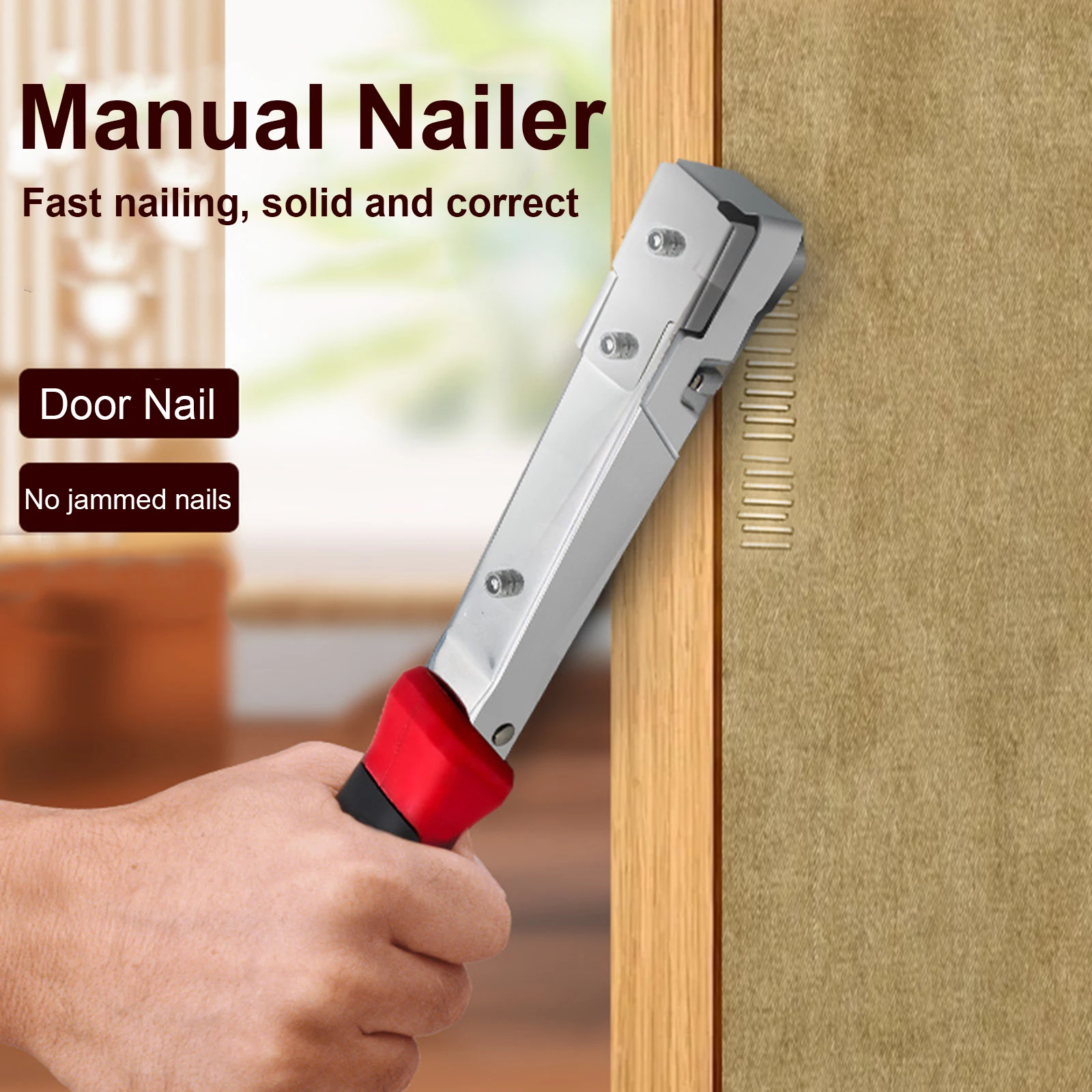 Manual Nail Gun Stainless Steel Pneumatic Nail Gun Framing Nail Gun Hand Nailer Straight Nail Door Nail Gun Woodworking Tools