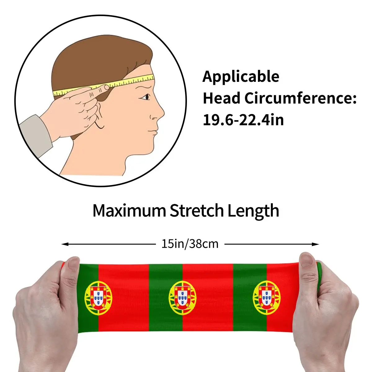 Kustom bendera Portugal ikat kepala olahraga untuk wanita pria melar kelembaban menyerap keringat Gym Sweatband