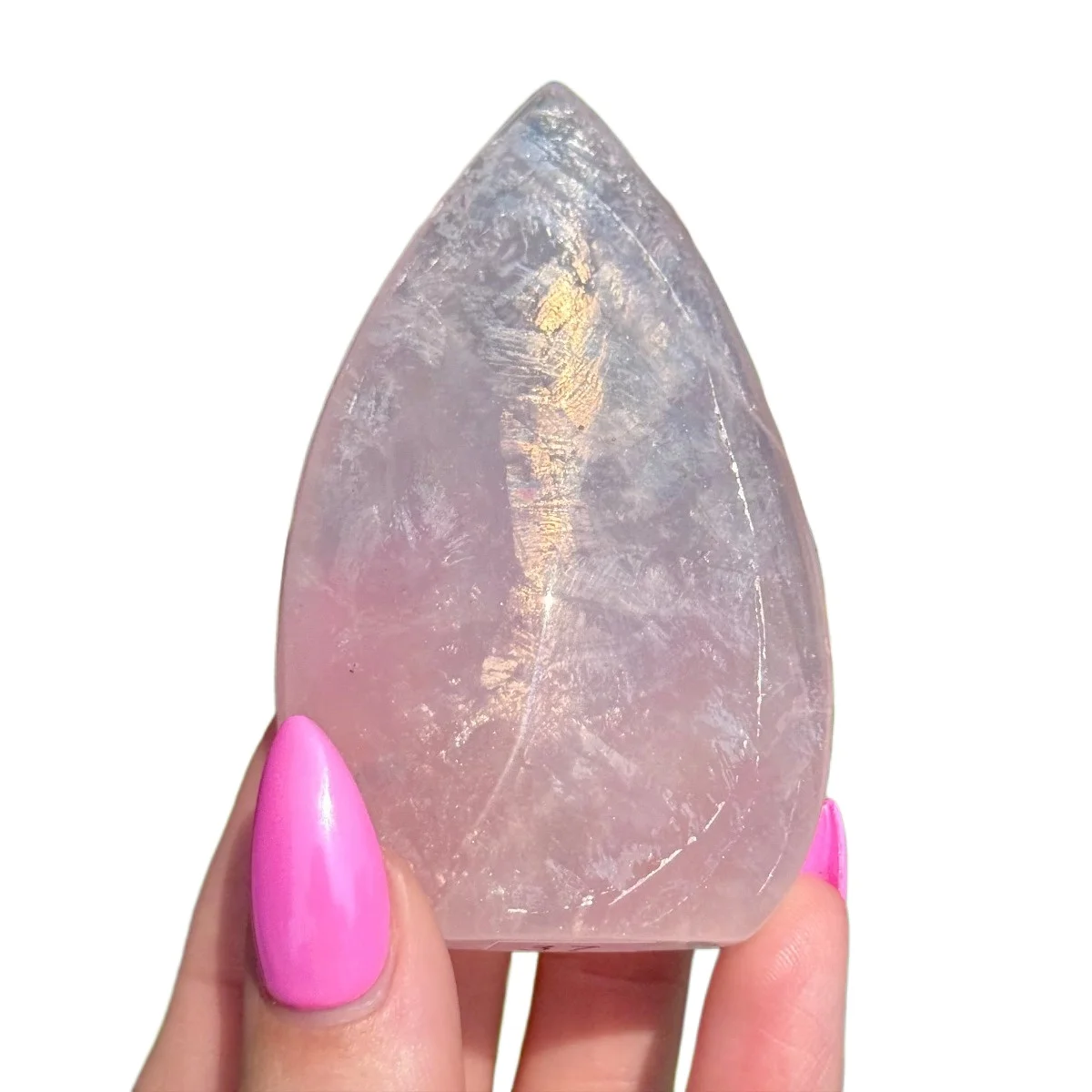 

Natural Rose Quartz Teardrop Carving, Polished Water Drop Crystal, Healing Mineral Home Decor Meditation Ornament Gift