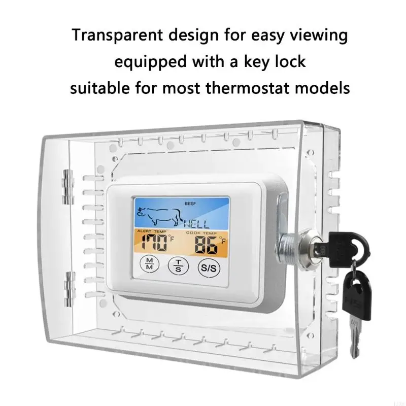LX0C Universal Thermostat Lock Box with Key Wall Mounted Clear Thermostat Cover with lock Thermostat Guard Protective Cover
