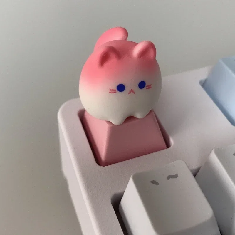 Original Pink Cat Cute Keycaps OEM Height ABS Keycap Cherry Profile Artisan Keycaps for Mechanical Keyboard Key Caps Gamer Gifts