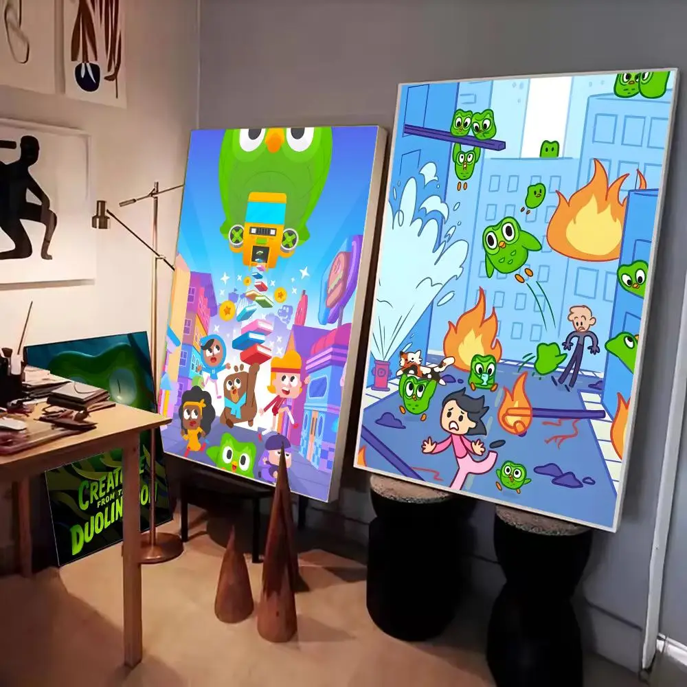 Duolingo البومة الثنائي المشارك ورقة طباعة غرفة المعيشة المنزلي غرفة نوم مدخل بار مقهى الفن اللوحة الديكور