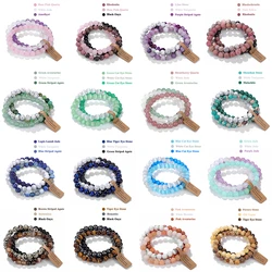 3pcs/set Natural Stone Elastic Bracelets For Women Men Gem Quartzs Stone Turquoises Tiger Eye 8mm Beads Bracelet Set Jewelry