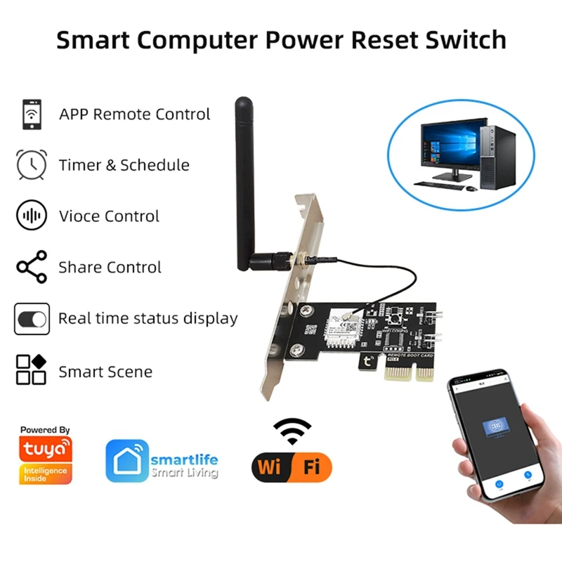 TUYA Smart Computer Power Reset Switch WiFi Computer On/Off Switch Module APP Control Timer/Voice Control Relay Module-ABLL