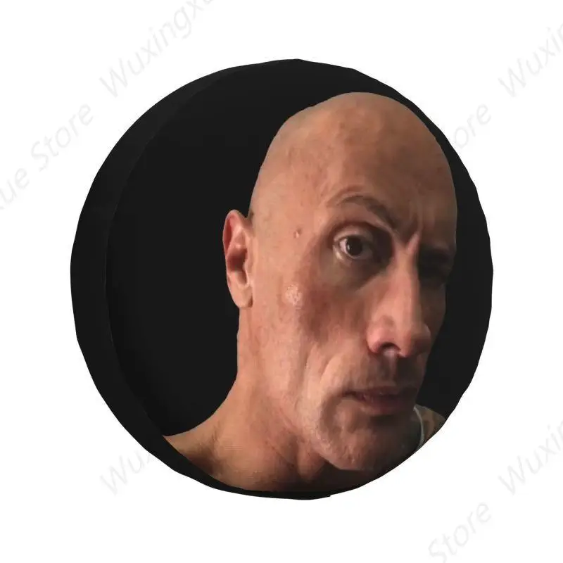 Eyebrow Meme Dwayne The Rock Johnson Spare Tire Cover for Jeep Mitsubishi Pajero SUV RV 4x4 Car Wheel Protectors Accessories