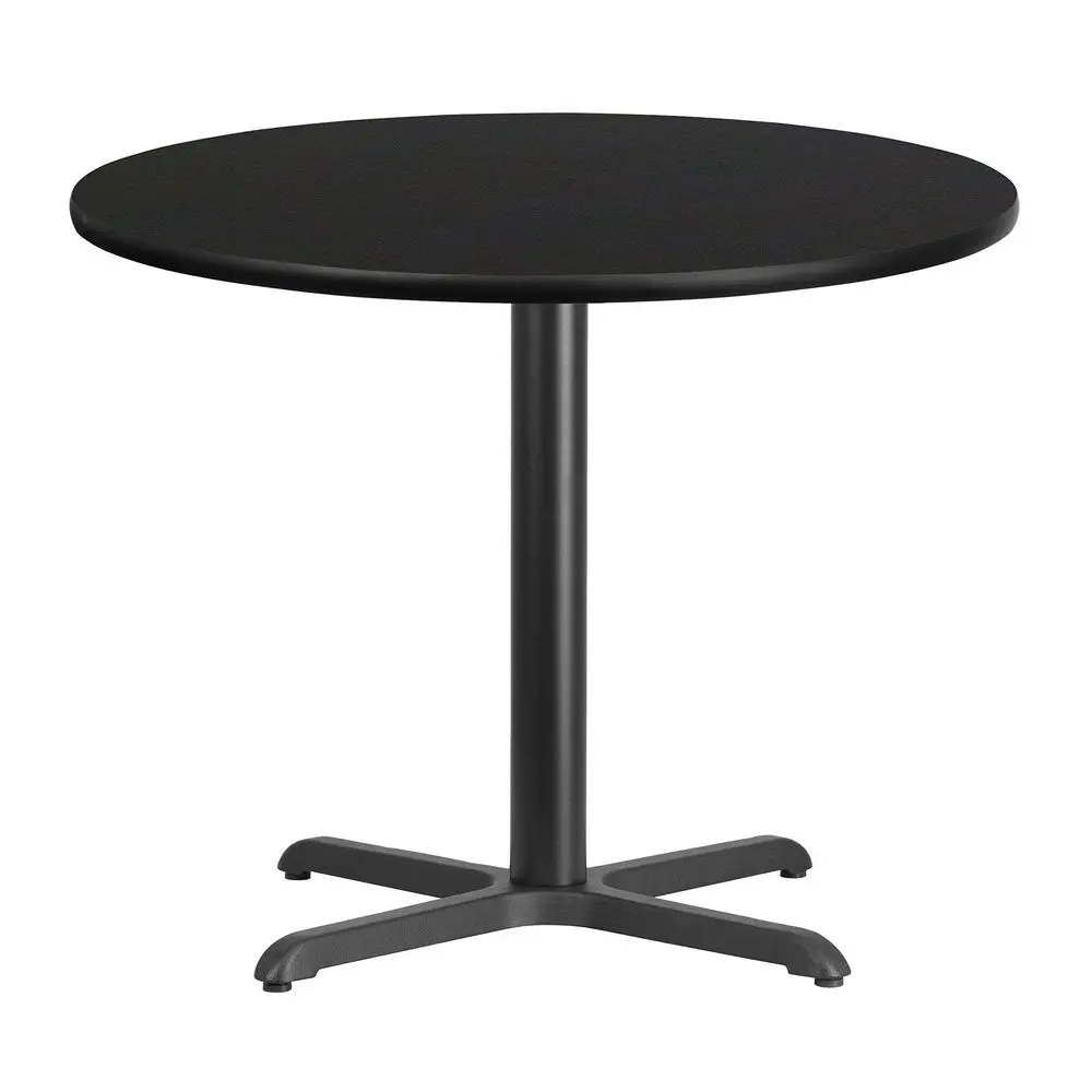 

36 Round Black Laminate Table Top with 30x30 Table Height Base