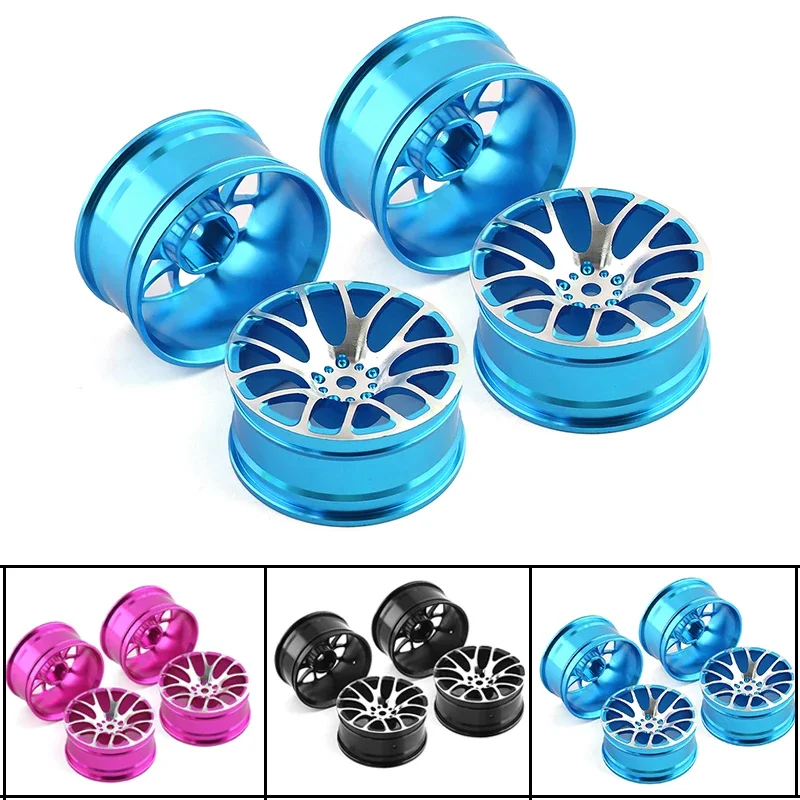 Liga de alumínio Metal Roda Rim Hub, Atualizado Peças de Reparação para 1:10 Tamiya, Tt-01, Tt-02, Xv-01, HSP, 94122, HPI, RC Car Acessórios, 4Pcs