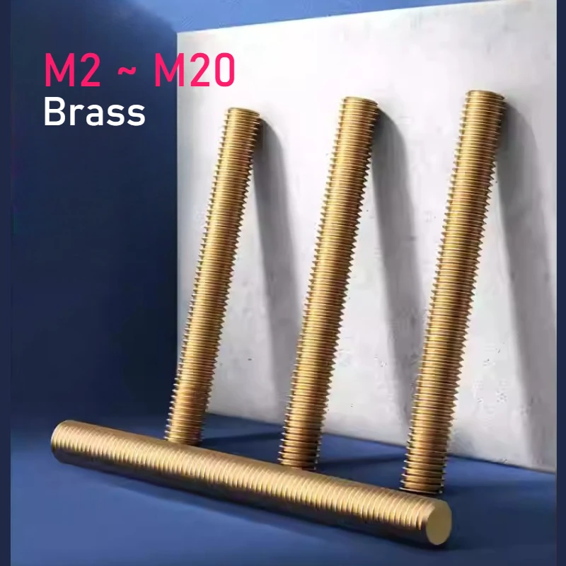 

1pcs M2 M2.5 M3 M4 M5 M6 M8 M10 M12M M14 M16 M18 M20 Brass Full Threaded Rod Solid Allthread Stud Thread Rod