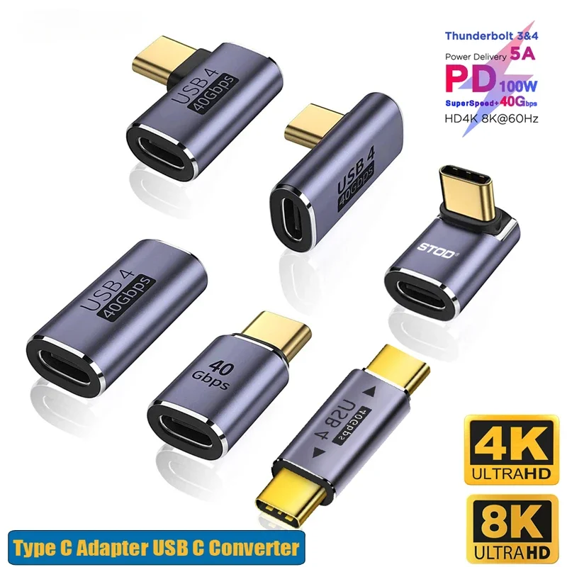 Convertidor USB C de 90 grados, adaptador Thunderbolt tipo C hembra a macho, codo de ángulo recto, auricular USBC, extensor de carga de datos de Audio