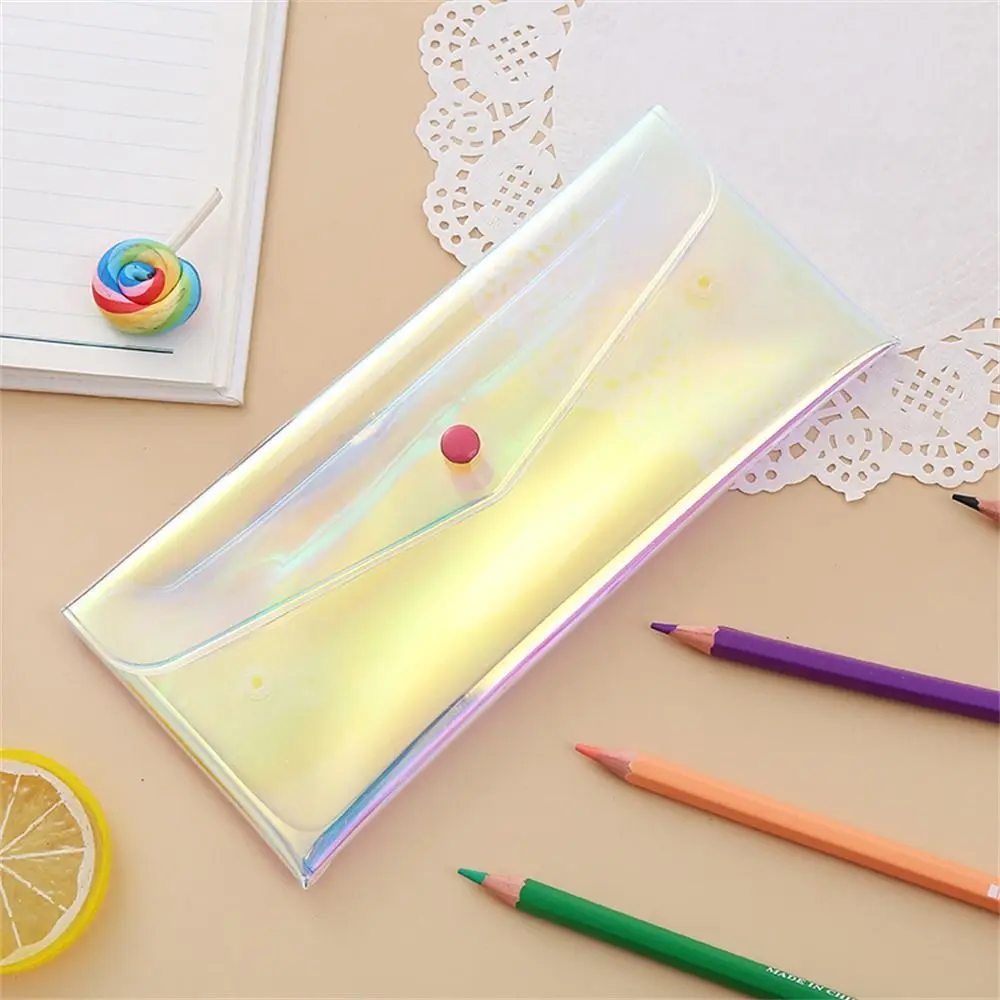 Glitter PVC Pencil Bags Transparent Waterproof Pencil Case Multifunction Colorful Stationary Organizer Desk Accessoriesback