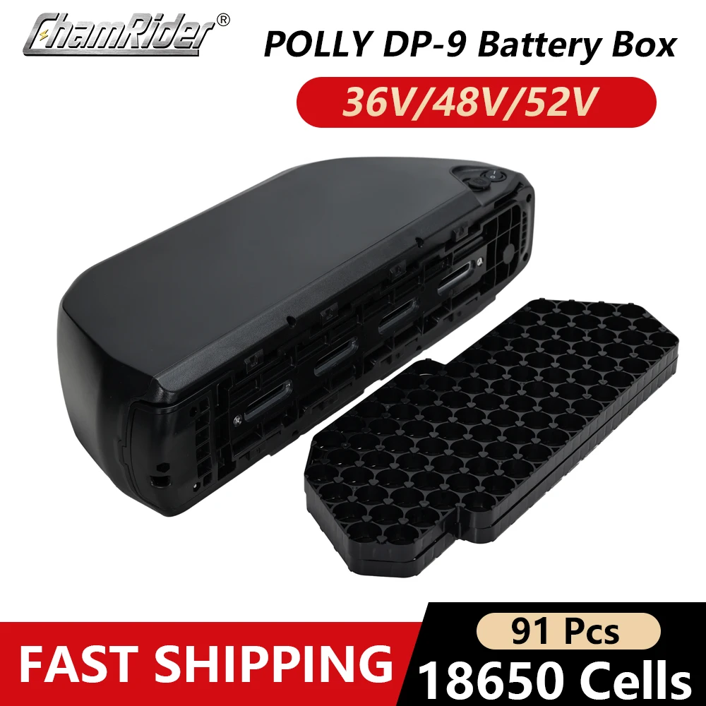 ChamRider Polly 9 Battery box 48V Ebike 52V Battery Case 36V Battery Housing Downtube 10S9P 13S7P 14S6P 91 18650 cells