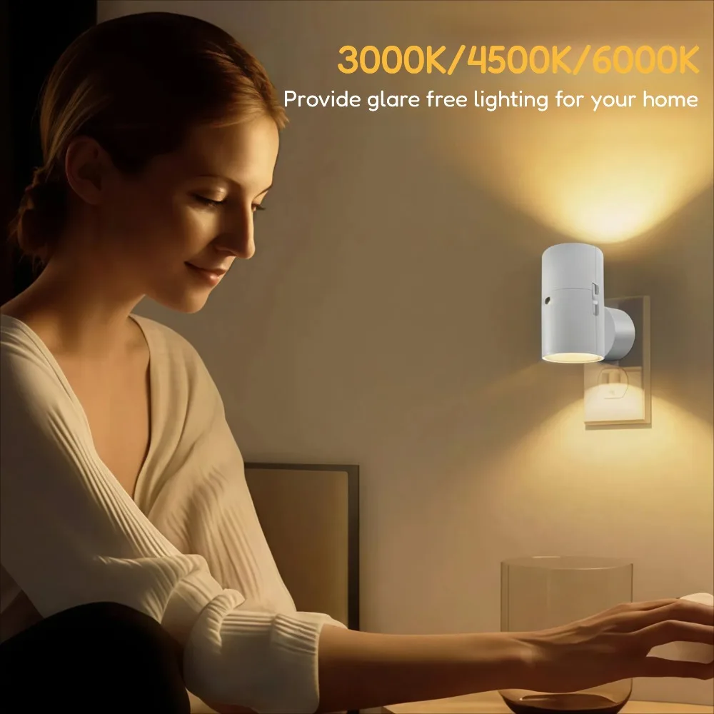 Modern LED Plug-In Downlight Set of 2, White Dimmable with Light Sensor And Remote Control for Bedroom Kitchen Corridor Stairs