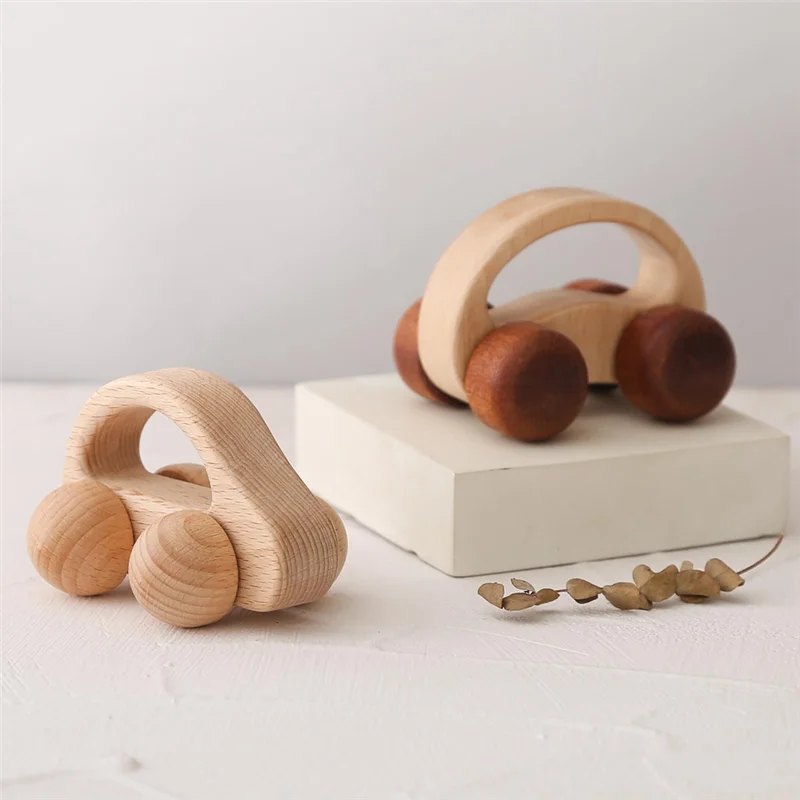 B49B-รถเด็กไม้ไม้รถสําหรับเด็กวัยหัดเดิน Baby Grip รถของขวัญสําหรับชายและหญิง, push และดึงรถ