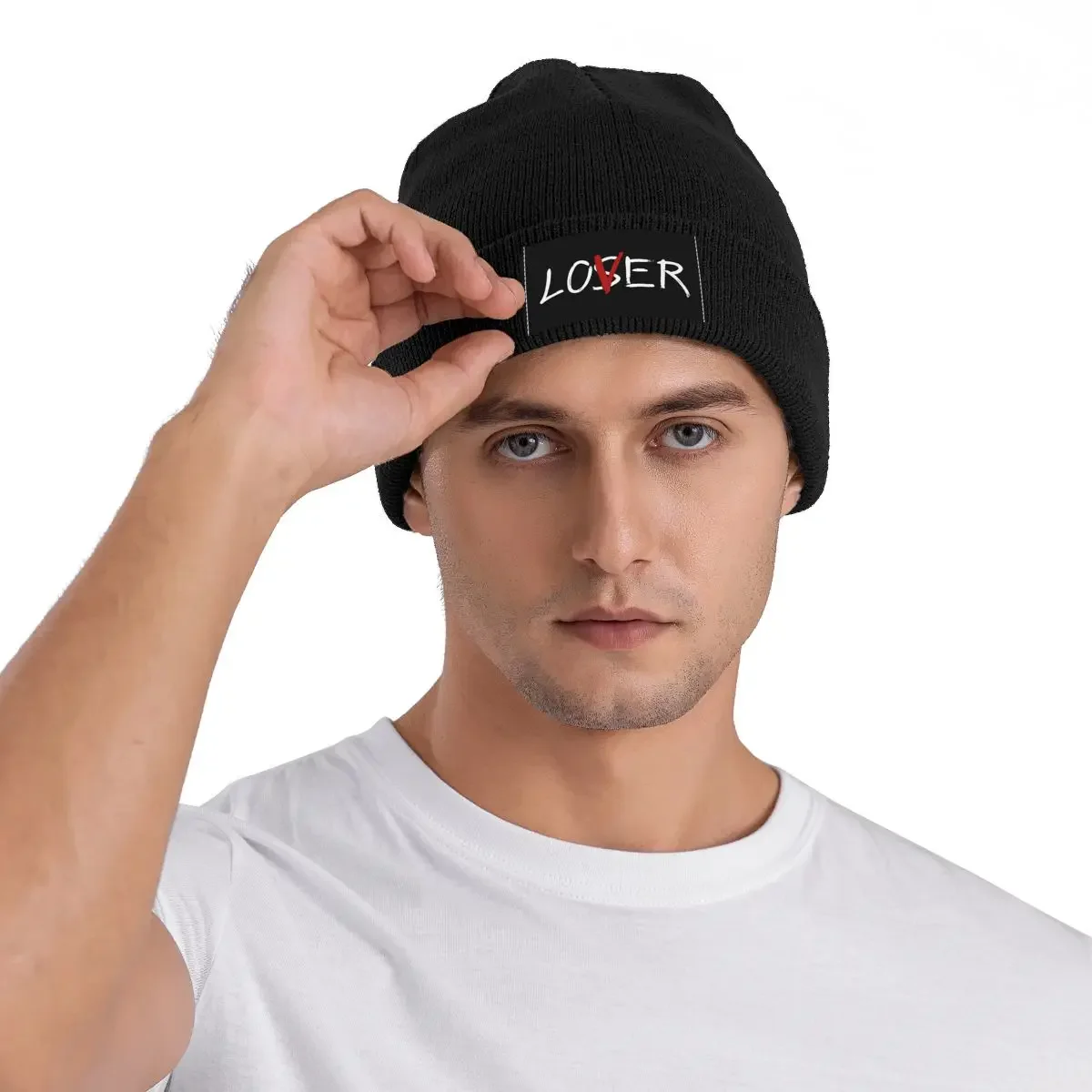 Loser Lover sombrero de punto con estampado de letras para hombres y mujeres, gorros cálidos de invierno para adultos, Unisex