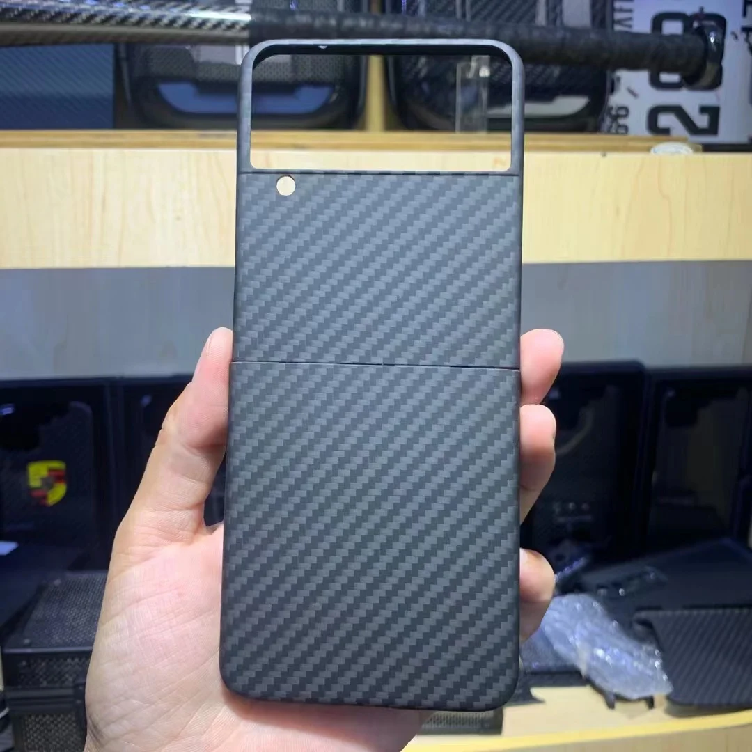 

For Samsung Z FLIP 4 Real Carbon Fiber Case Ultra-Thin Foldable Aramid Fiber Protective Full Cover Shell for Galaxy z Filp Phone