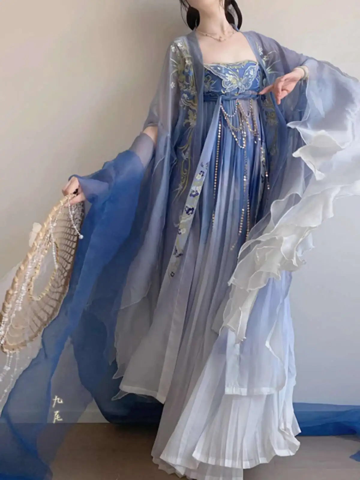 

Carnival Halloween Cos Cosplay Tang System Hanfu Hezi Skirt Big Sleeved Shirt Chinese Style Embroidery Hanfu Draped In Silk