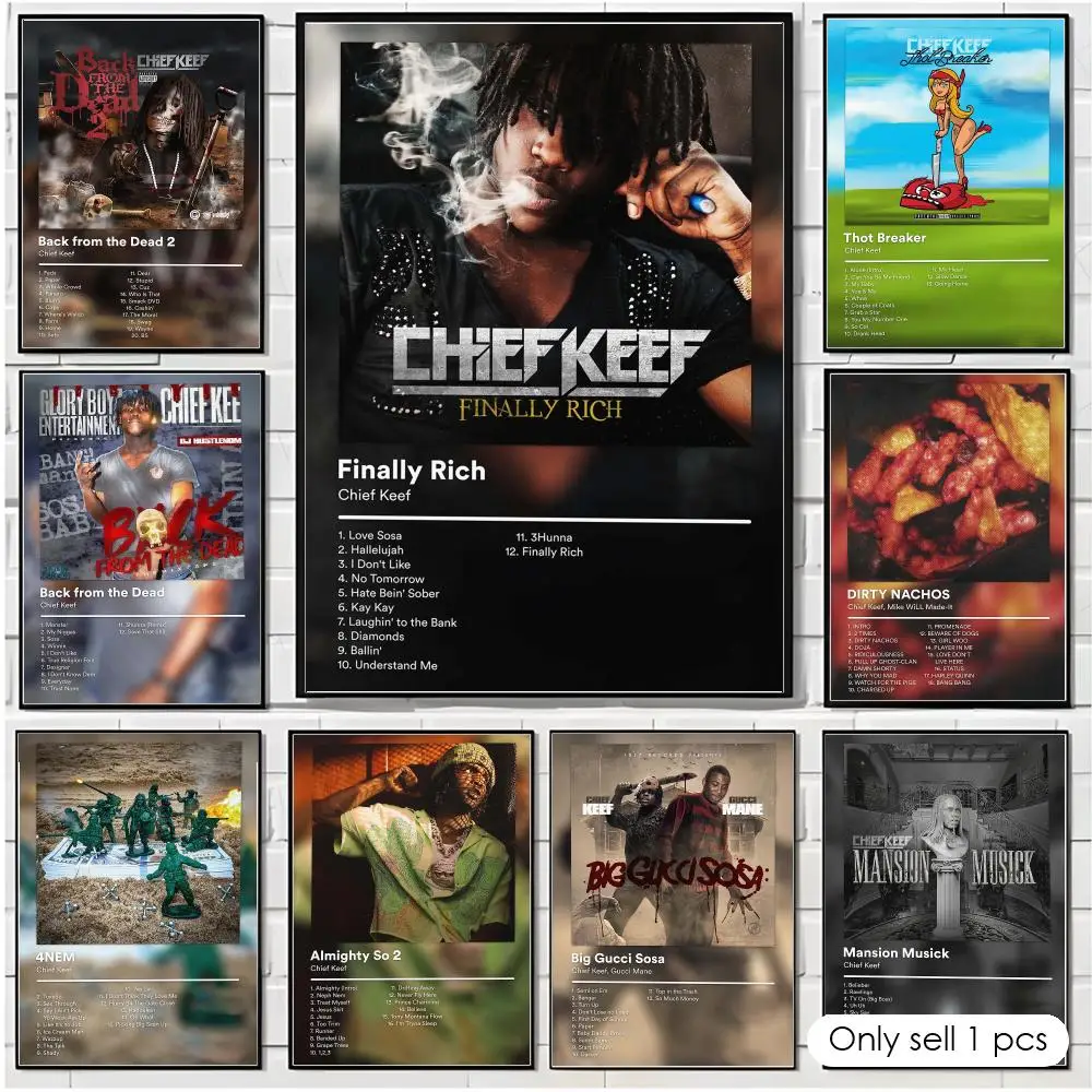 Rap Artist C-Chief Keef Poster Modern Minimalist Wall Art for Bedroom Living Room Contemporary Home Decor Gift