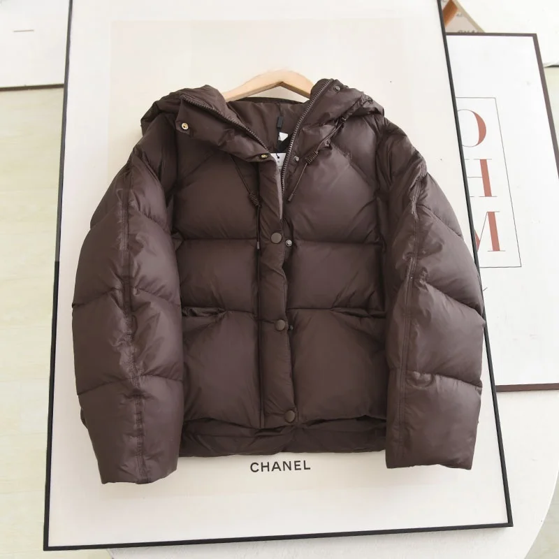 

Xiao Ai's Winter Faionable All-Match Dstring Hood Thi Warm Bread Sle Puffer Jaet Cozy Du down Women's Outerwear