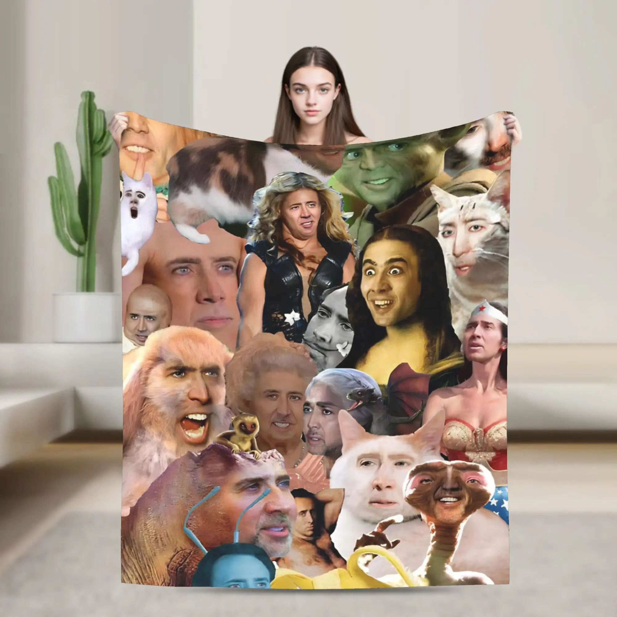 Nicolas Cage Print Blanket For Men Women Super Soft Cozy  Throw Blankets for Bed 50x60 Inches Multiple Sizes