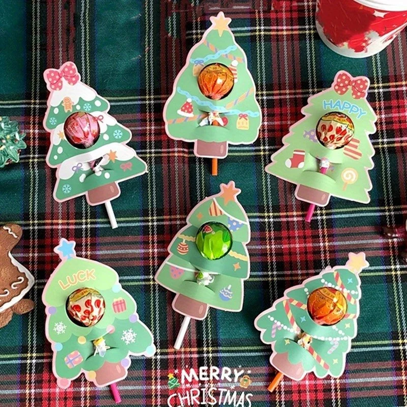 60 PCS  Christmas Cute Tree Candy Candy Decorative Paper Card for Candy Gift Bags and Packaging