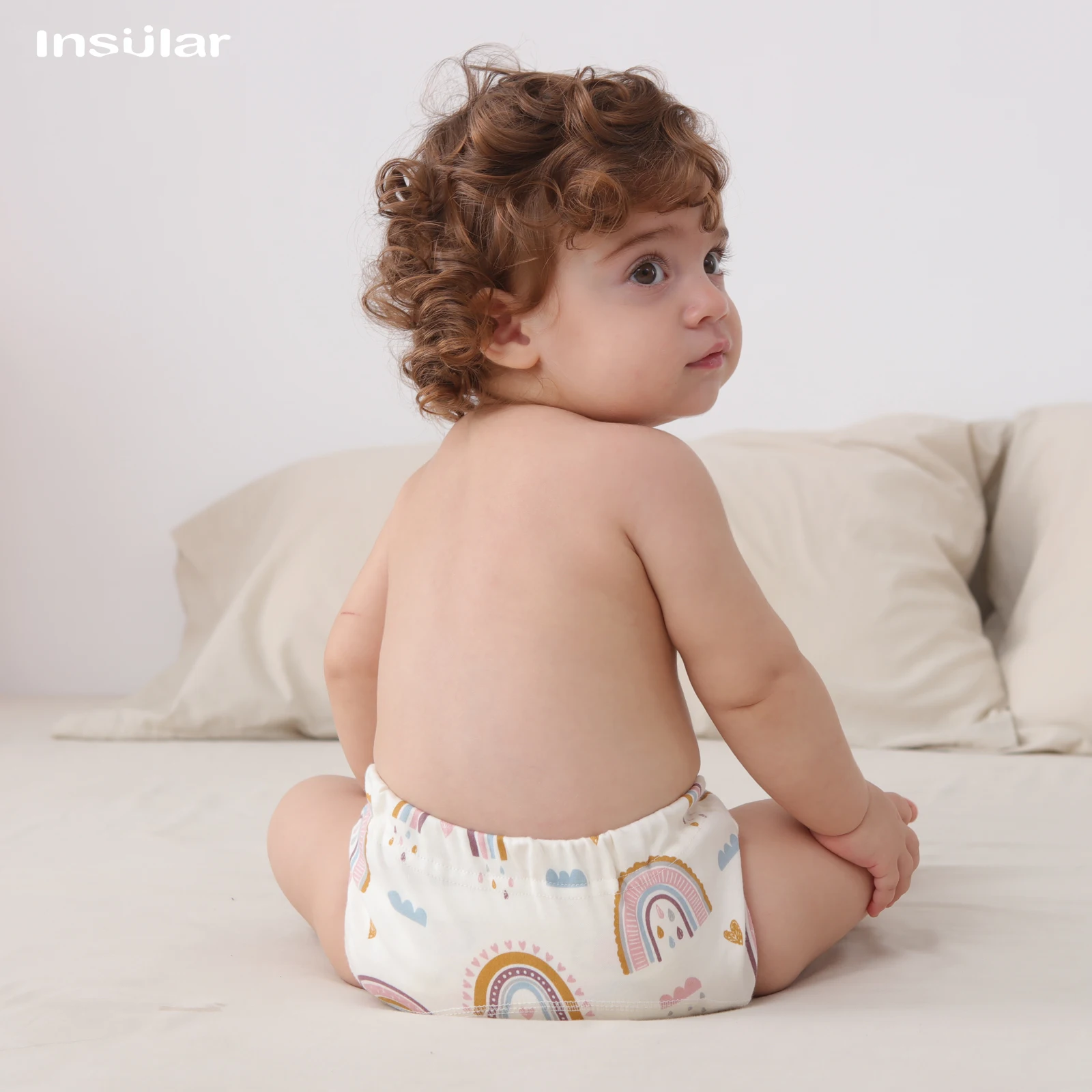 Baby Cotton Training Pants, calcinha impermeável Fraldas de pano Toolder reutilizável Roupa interior do bebê, 6 camadas, 3pcs por lote