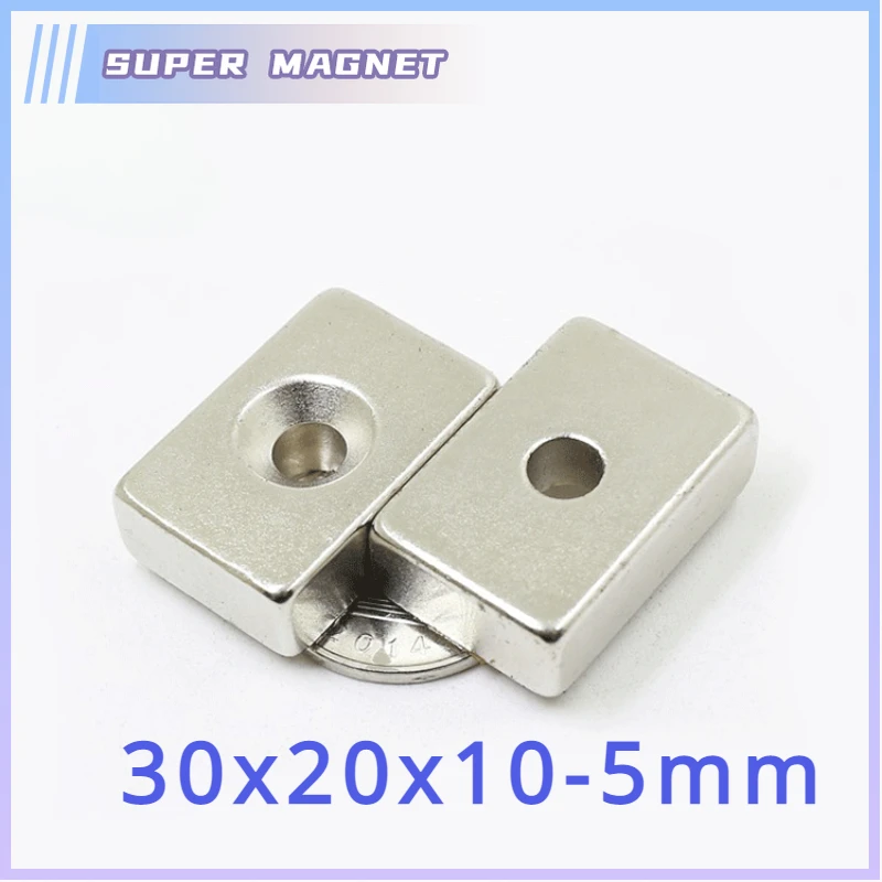 2/5/10/15 шт. 30x20x10-5 мм мощный магнит с отверстиями 5 мм мощные магниты NdFeB магниты редкоземельные магниты 30*20*10-5 мм