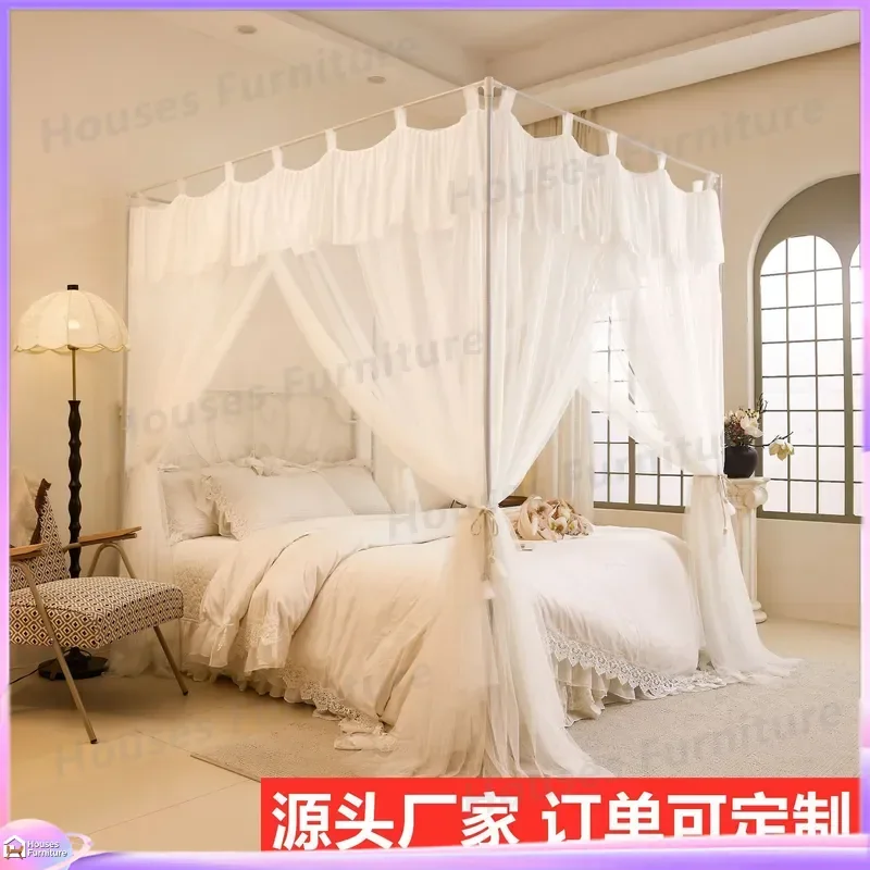 Floor-to-ceiling mosquito net household 2025 new double-layer yarn bold bracket princess style bedroom large space three-door