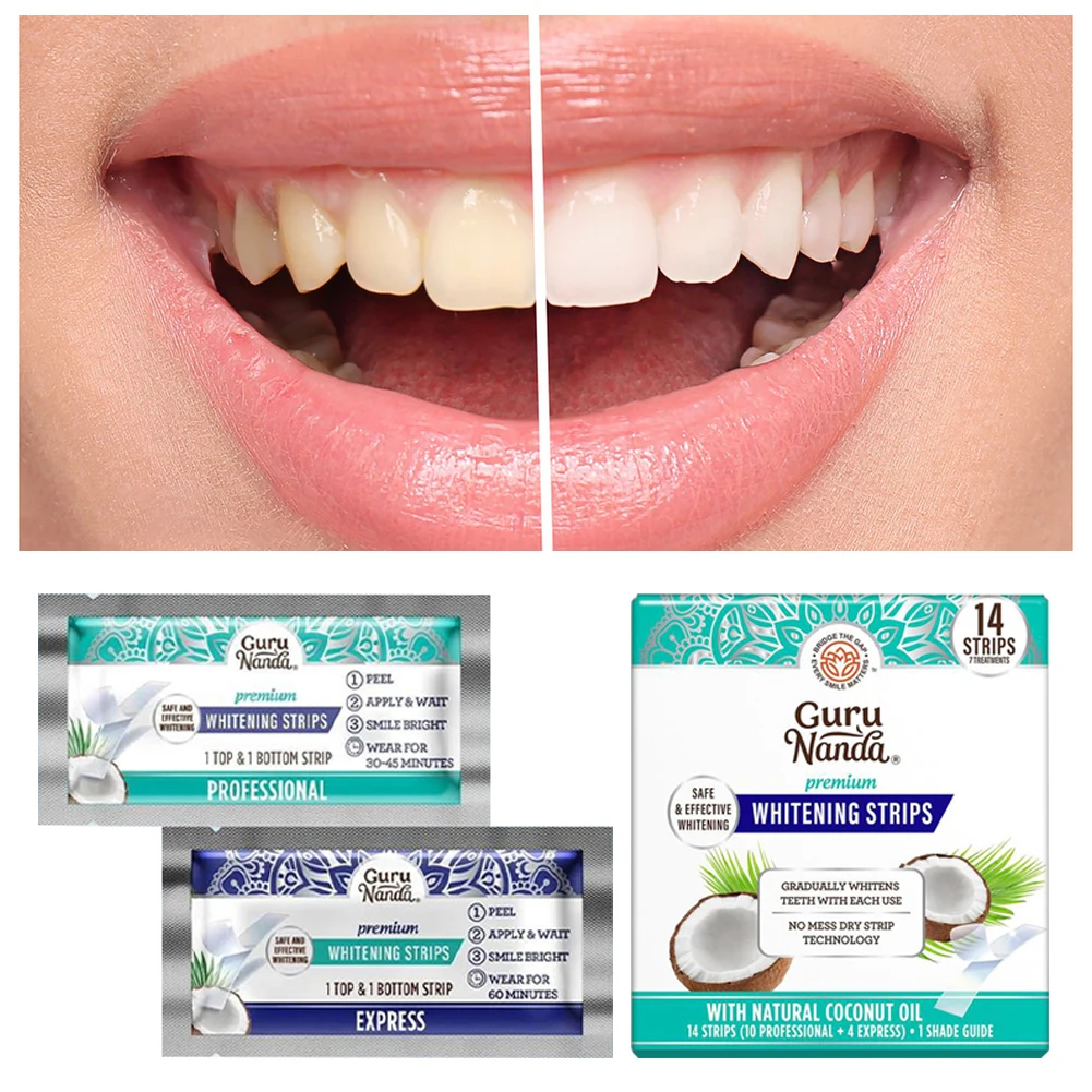 

Coconut Oil White Strips Clean Teeth Remove Stains Oral Hygiene Care Professional Effects White Teeth Non-Slip Strip Technology