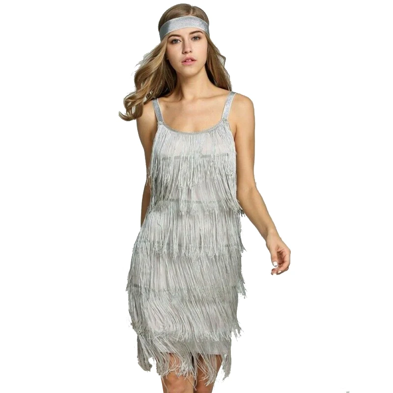 Chic Sexy Mouwloze Kwastje Jurk Vrouwen Luxe Cocktail Great Gatsby Party Zomer Korte Jurken Danskostuums Kleding