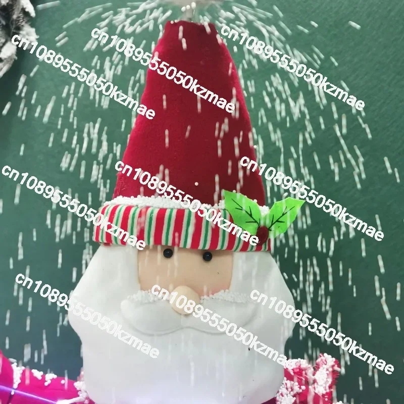 160Cm Plastic Snow Santa Claus Clause on Red Christmas Tree with Christmas Balls and Lights