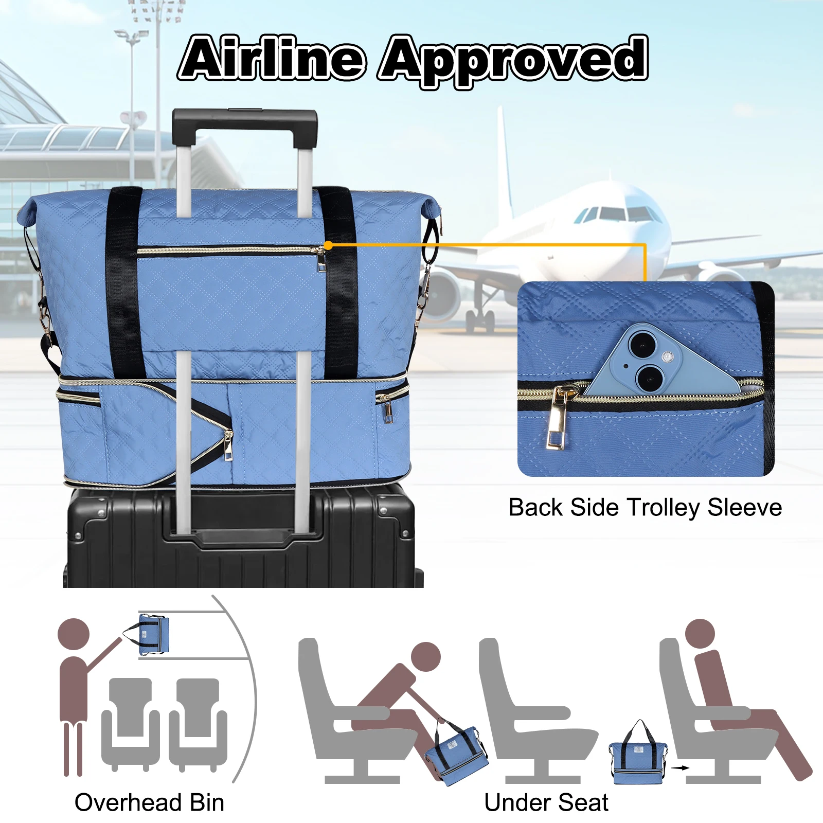 Geestock Expandable Travel Duffle Bag Large Capacity Luggage Bag Lightweight Gym Tote Bags Portable Weekender Overnight Bag