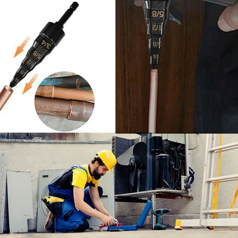 Air Conditioner Copper Pipe Expander Swaging Drill Bit Swage Tube Expander Soft Copper Tubing Tools HVAC Repair B 5Piece