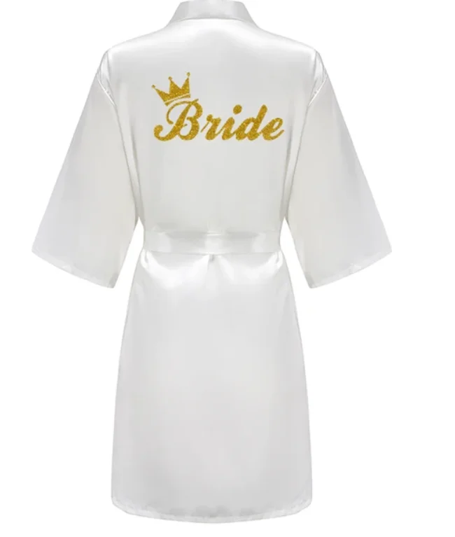 Neue lila Robe Silber schriftlich Mutter des Bräutigams Roben Hochzeit kurze Braut Kimono Brautjungfer Satin Robe Drop Shipping