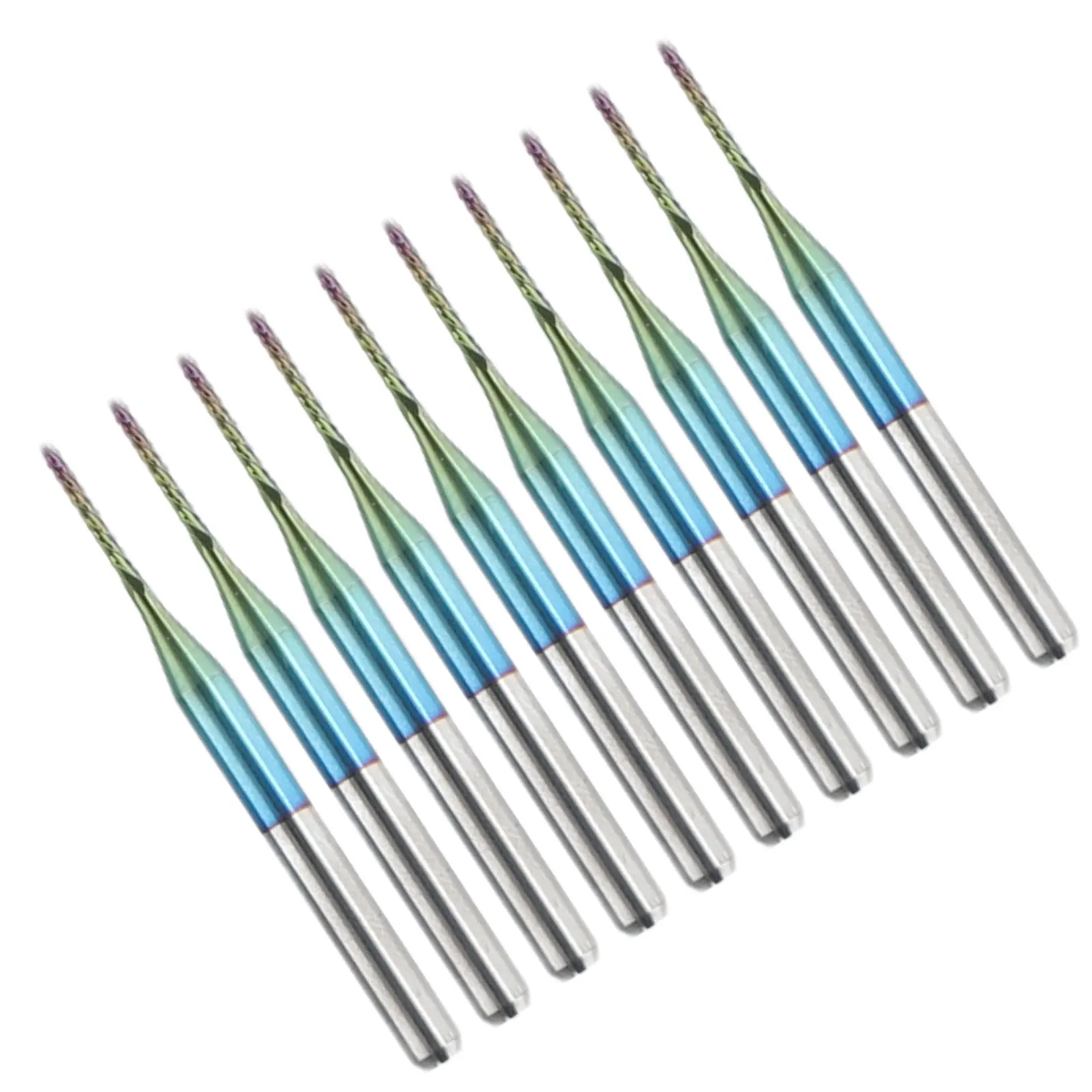 10pcs 1mm Carbide Router Cutting Drill Bit Blue End Mill Engraving Drill Bit For CNC PCB Metal Plastic Molds Hardware Processing