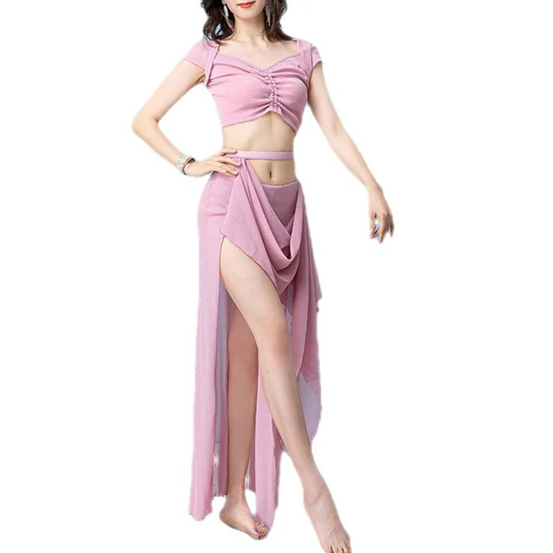 Frauen Bauchtanz orientalischen Top Split Rock Set Erwachsenen elegante Übungs kleidung Anzug Bauchtanz Bühnen performance Dance wear Outfit