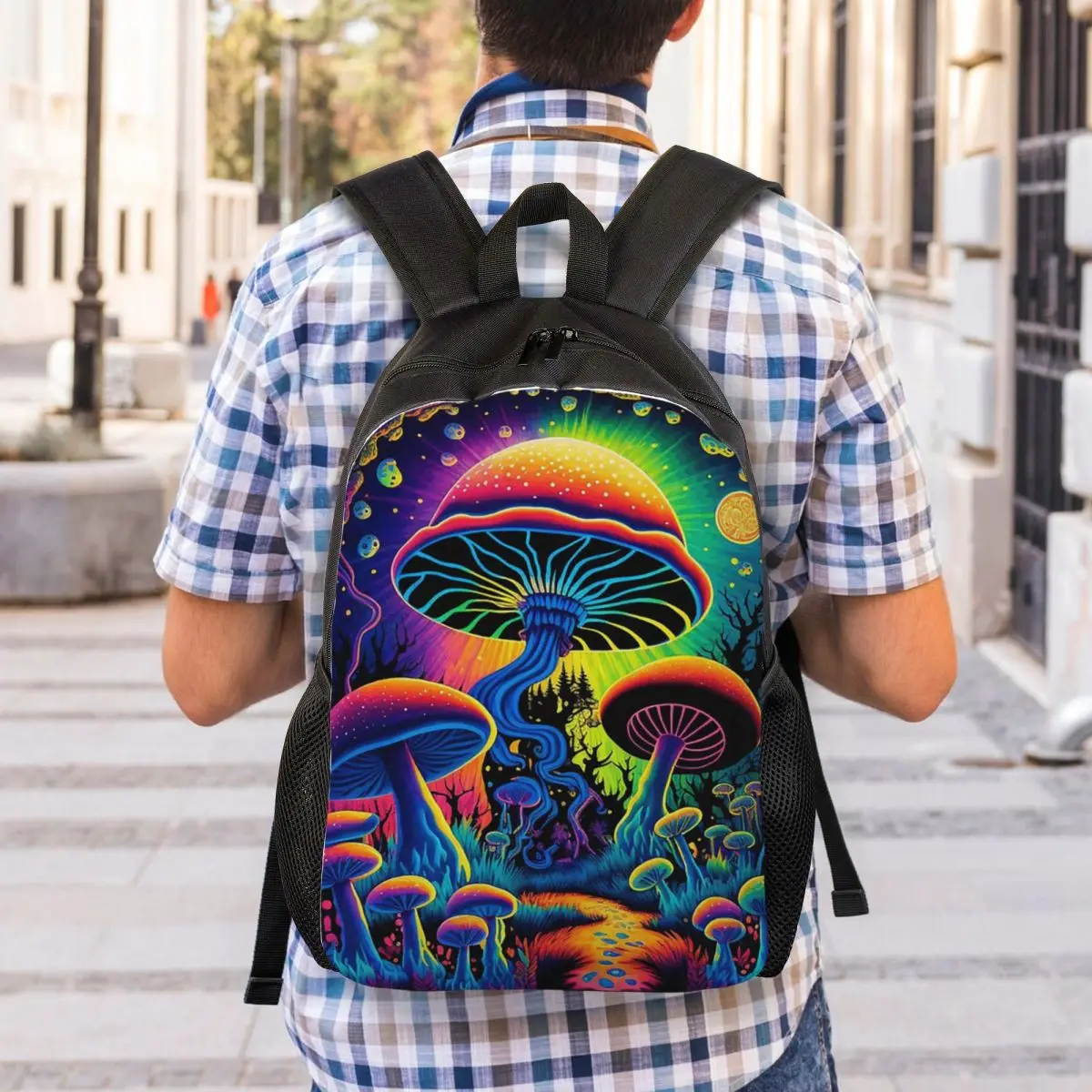 Psychedelic Magic Glowing Mushrooms 3 Backpack Student Boys Girls BookBag School Bag Laptop Shoulder Bags