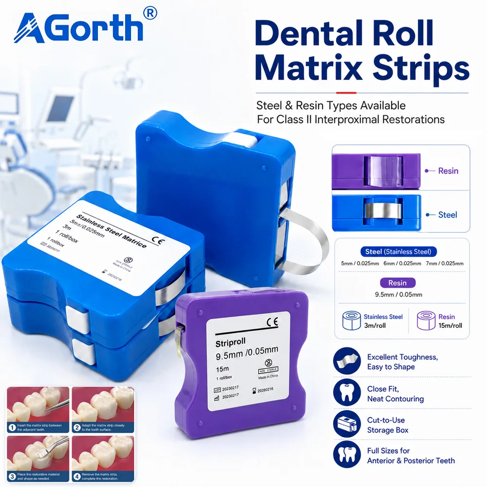1 Rolle Dental Matrix Bands Edelstahl/Harz Forming Strip Roll Matrix Streifen 3 m 5mm/6mm/7mm Breite Zahnmedizin Matrizen Materi