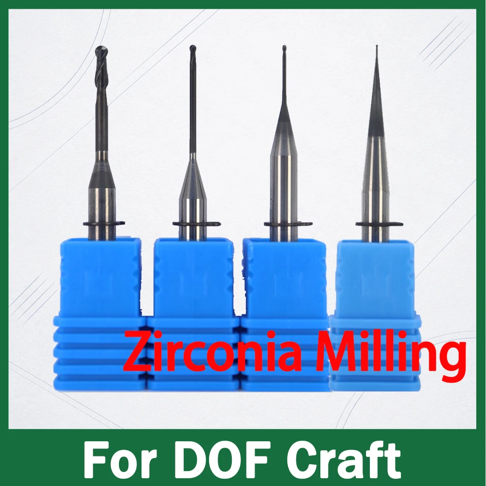 CADCAM Milling Cutters 4mm Shank Compatible with DOF CRAFT System | for Zirconia, PMMA, Titanium, Lithium Disilicate