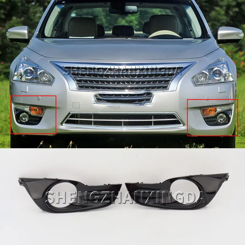 Shengzhan Xingda Is Suitable for Nissan Altima Teana 2013 2014 2015 1 Pair Car Front Fog Lampshade Lower Bumper Black Fog Light Hole Grille Decorative Frame