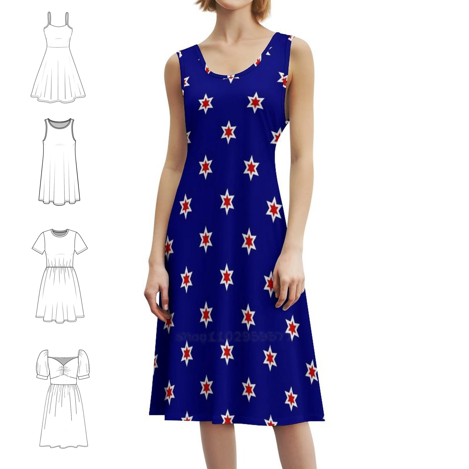 

Red White Blue Stars Patriotic Navy Sweetheart Neckline Dress Elegant Summer Party Dress For Women Red White Blue Stars