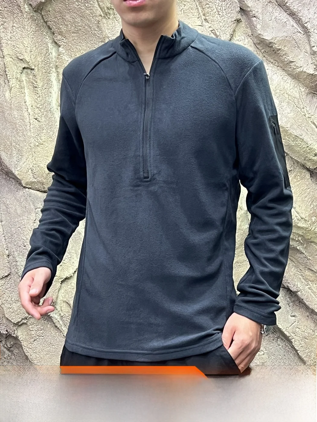 Functionality Meets Style: 3D Tailored Fleece Lined Half Zip Quick Dry Base Shirt for Men Breathable Long Sleeve Casual Top