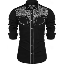 New men formal button shirt long sleeve solid color lapel suitable for spring and autumn wedding daily pocket stitching clothing